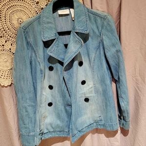 LIZ CLAIBORNE SZ S DOUBLE BREASTED JEAN JACKET